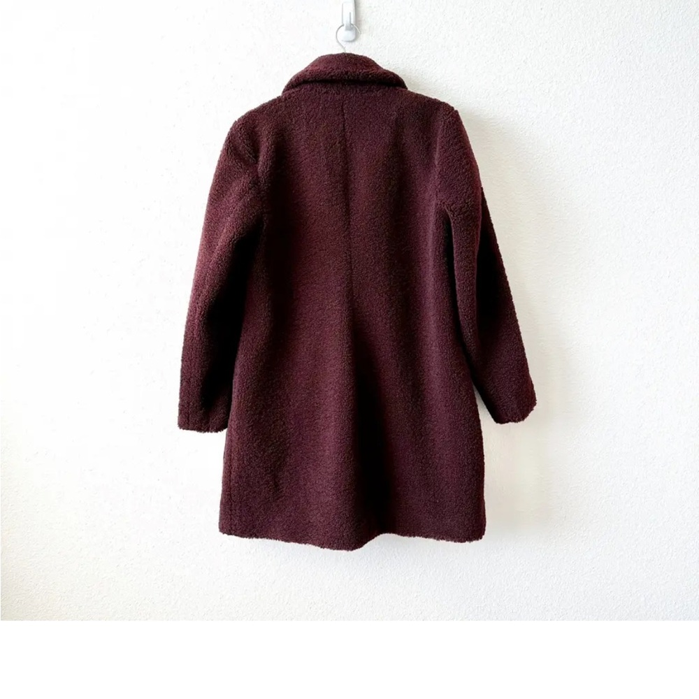 Womens French Connection Wine Colored Teddy Coat with Patch Pockets - Picture 3 of 11